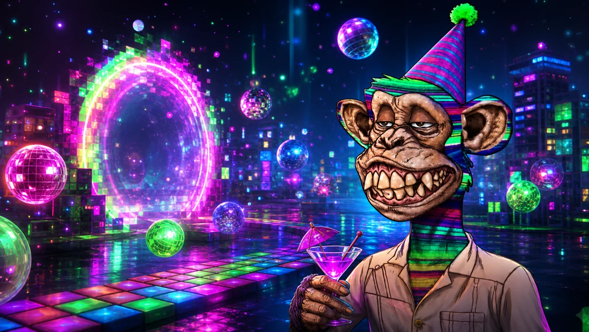 The Paradise Trippies character in a neon digital game world