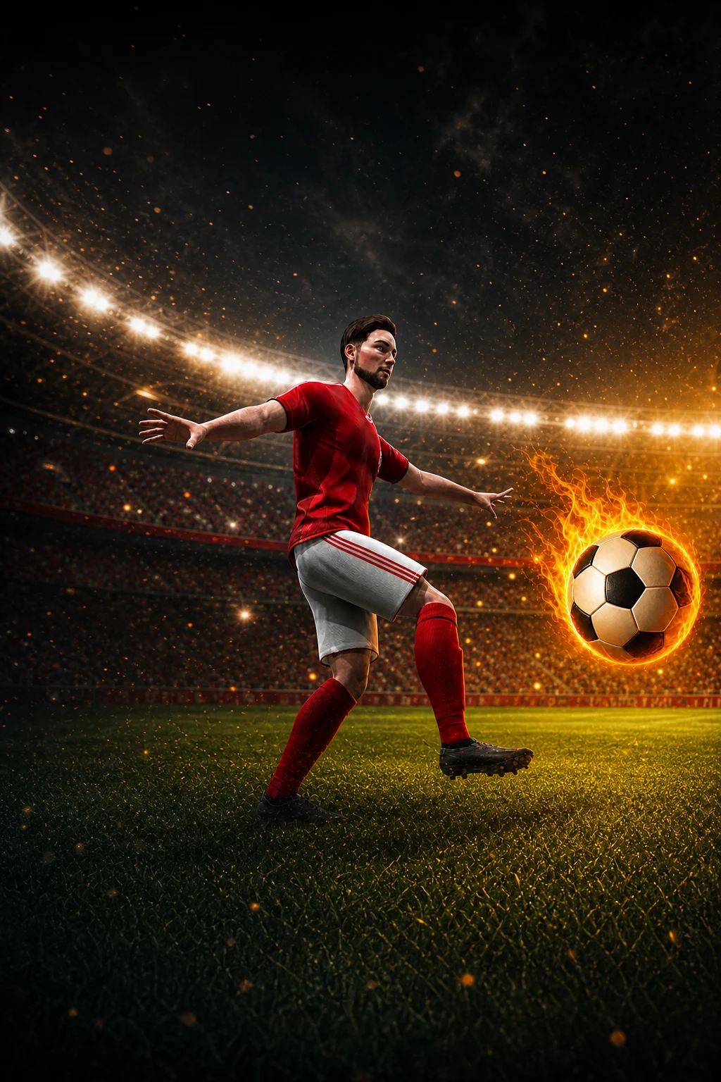 Competitive game athletes in a bright stadium world