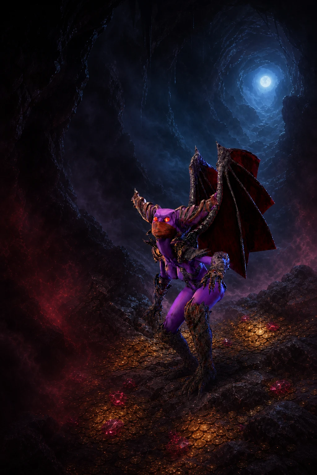 Gothic vampire characters in a moonlit game world